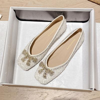 Weiwei женские туфли 5933-9 с квадратным носком, женские туфли-бини с плоской подошвой и одной педалью, бантом и стразами, весенние женские туфли