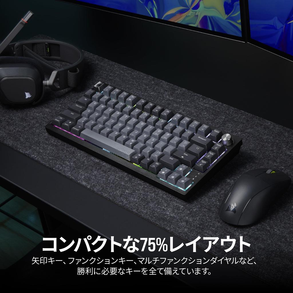 Беспроводная игровая клавиатура CORSAIR K65 PLUS Клавиатура 82 клавиши Оригинальный линейный переключатель CORSAIR Red Применяется Media Dial Японская раскладка 75% собственного производства