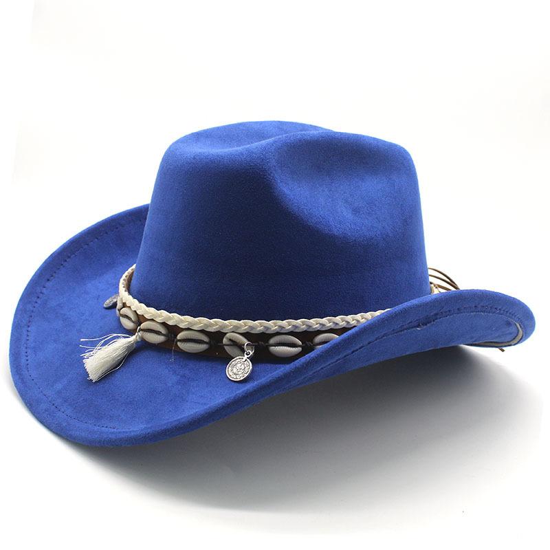 White Fringed Decorative Suede Fleece Warped Edge Western Cowboy Hat Men And Women Outdoor Curled Brim Ethnic Style Top Hat Felt Hat