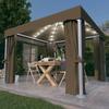 Gazebo with Curtain and String Lights 3x3 M - vidaXL - Taupe