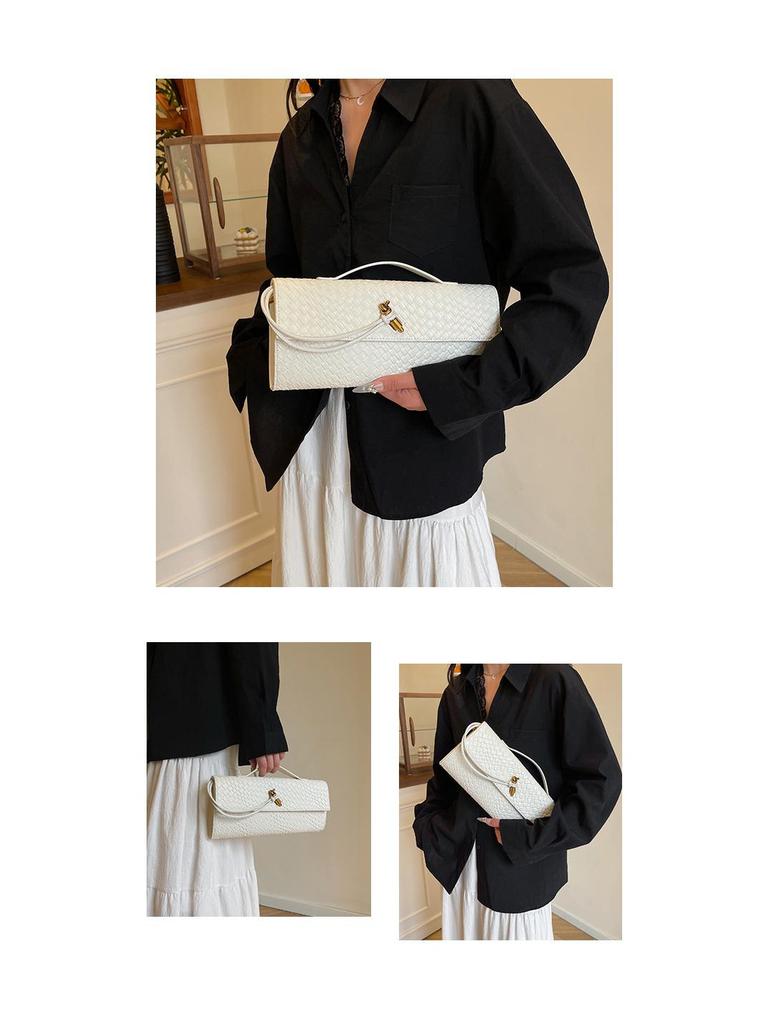 Women's Crossbody Woven Baguette Clutch - Fashionable Accordion Evening Shoulder Bag