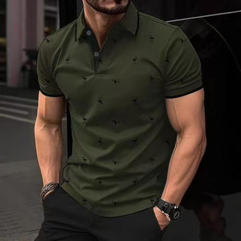 Men's Polo Shirts Short Sleeve Print Golf Shirts Fashion Casual Beach Collared T-Shirts