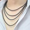 3MM Black Braid Wax Cord Men DIY Pendant Necklace Jewelry Making Handmade Leather Rope Steel Clasp String Chain
