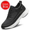 Fashion Breathable Sneakers Man Elevator Shoes Height Increase Insole 8cm Black Taller Shoes Men Leisure Fashion Sports Plus Size 37-44