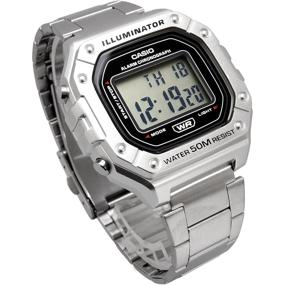 Casio CASIO Стандартные цифровые часы W-218HD-1AV Мужские Дешевые Casio Металлический ремешок Серебристый Зарубежная модель [Параллельный импорт]