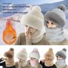 Fashion Winter Knitted Scarf & Hat for Men and Women Windproof Fleece Lined Bonnet Elastic Hat