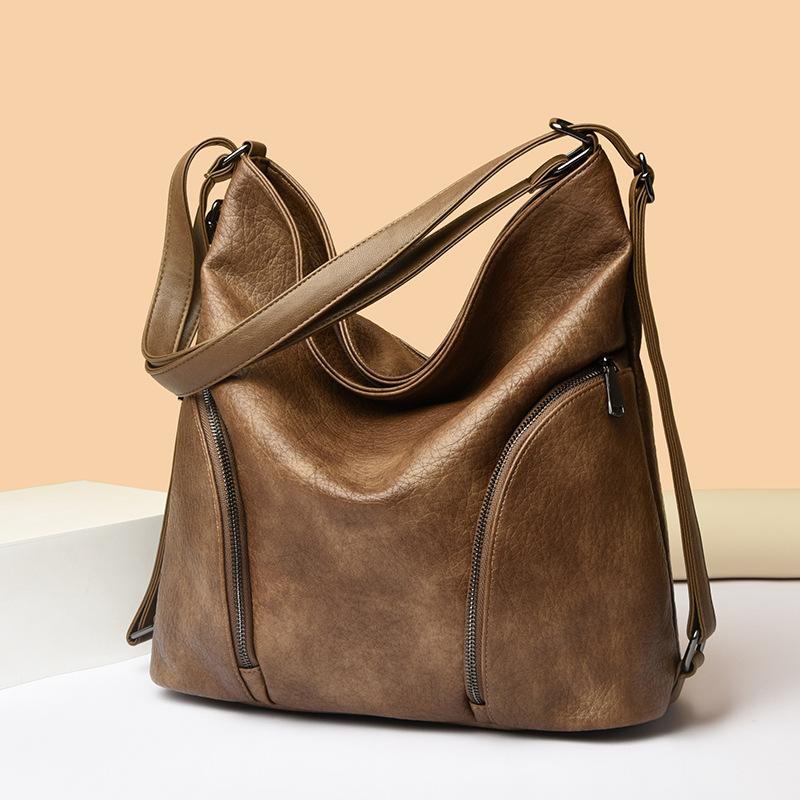 2025 New Niche Retro Trendy Large-capacity Casual Soft Leather Women's Shoulder Crossbody Multi-functional Backpack Women's Bag