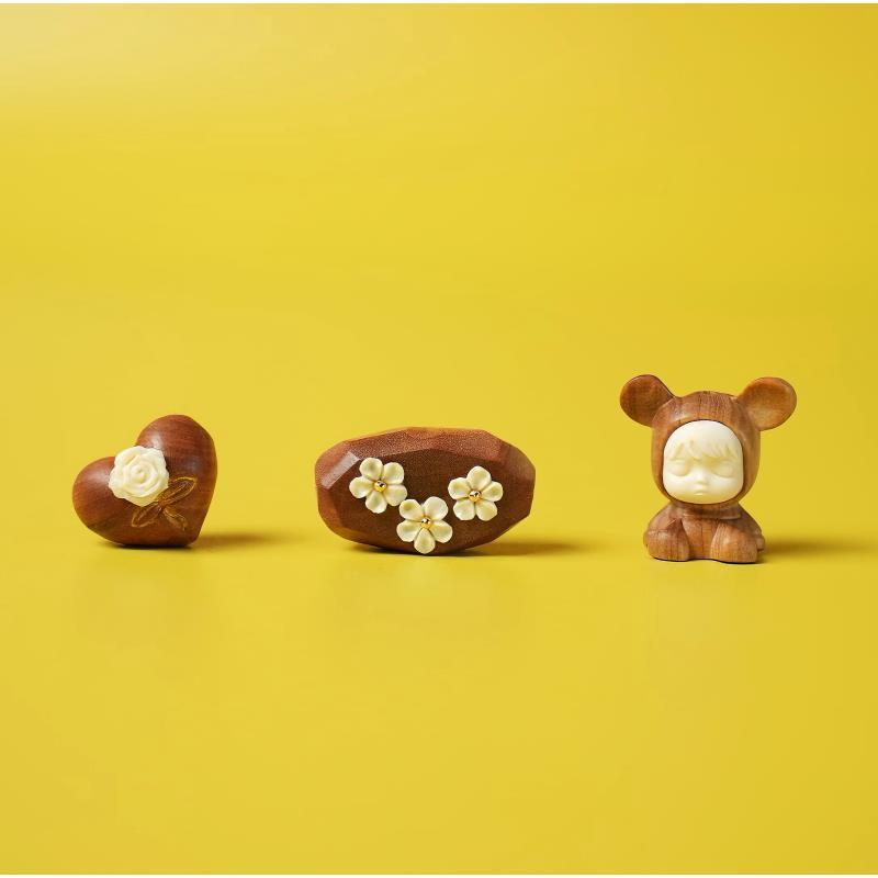 Майсурский сандал Инкрустированный Изысканные китайские аксессуары для мороженого Лев и Медведь