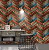 Красочные геометрические косые деревянные обои со стрелками, обои для очистки и наклеивания, самоклеящиеся, утолщенные, контактная бумага, съемная, водонепроницаемая