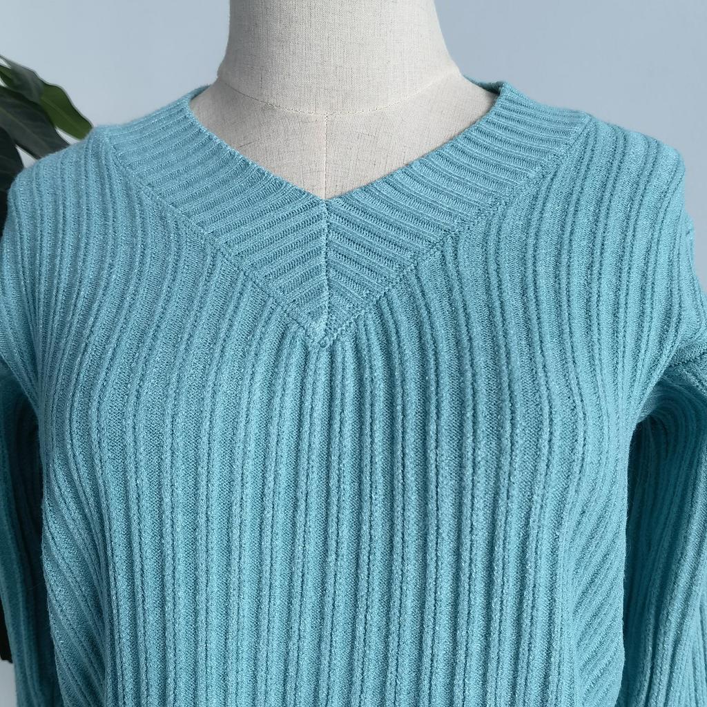 Женский базовый свитер с v-образным вырезом, теплые толстые свободные пуловеры, однотонный джемпер, повседневный топ, осень-зима