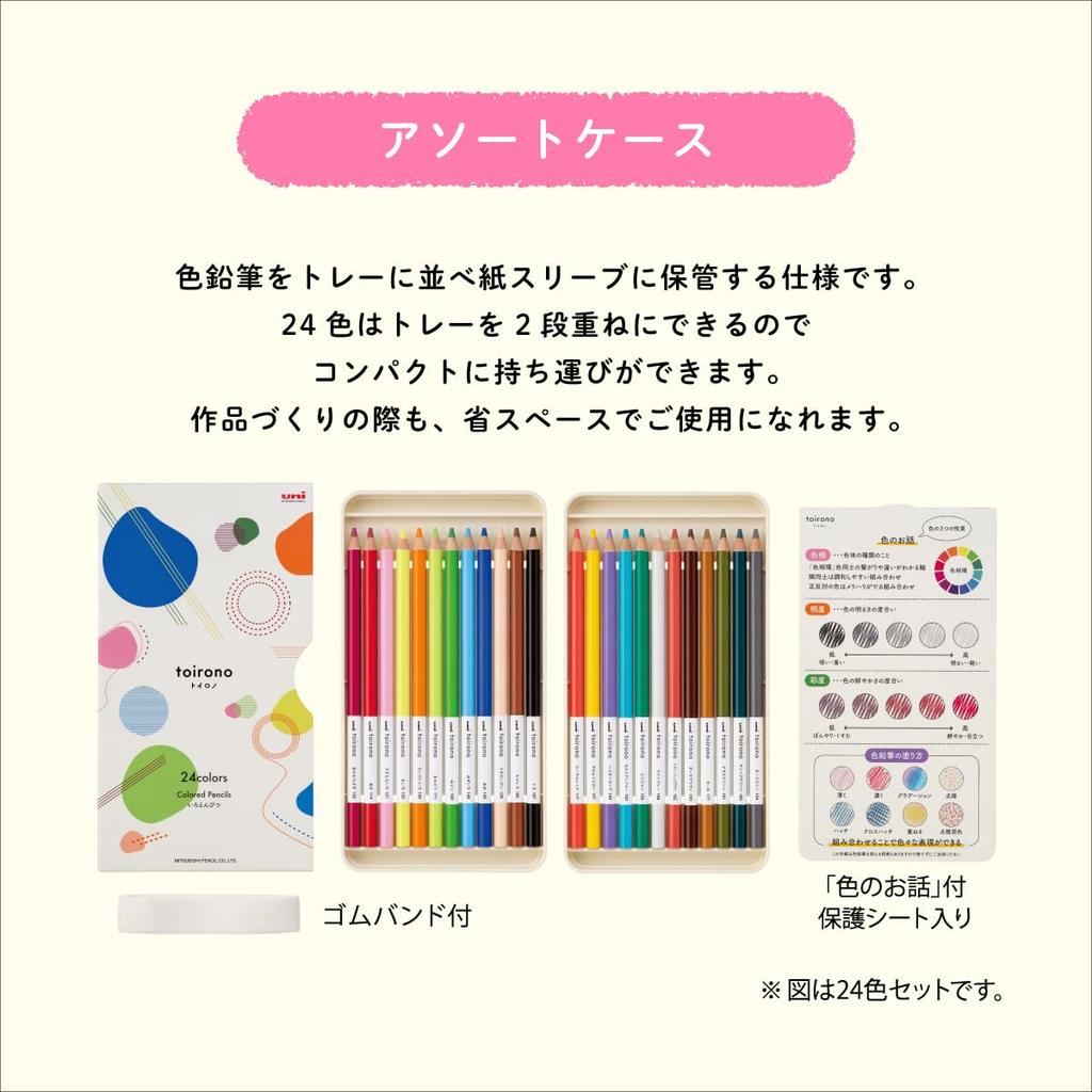 Mitsubishi Pencil Цветные карандаши Toirono Colored 24 TR24C, Цвета,
