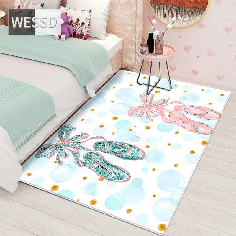 Кавайный мультяшный ковер для балетной девочки для детской комнаты и мягкий коврик для спальни в скандинавском стиле для маленькой девочки