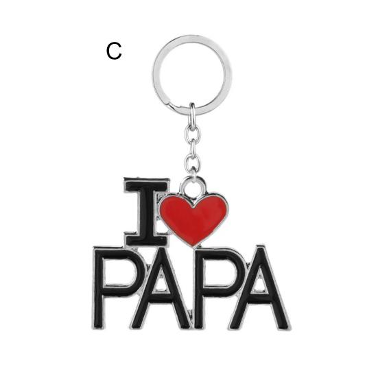 Брелок для ключей с подвеской в виде сумки для автомобиля, с надписью «Любовь, мама, папа», с двухсторонней гравировкой