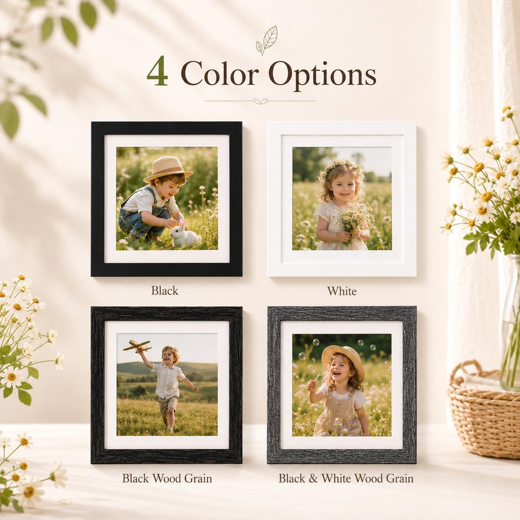 Wood Picture Frame Durable Lightweight Square Photo Frame Wall Hanging Tabletop Home Decor 6x6 8x8 10x10 12x12 14x14
