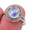 Natural Rainbow Moonstone Gemstone Handmade 925 Sterling Silver Ring Size 7 L4L91