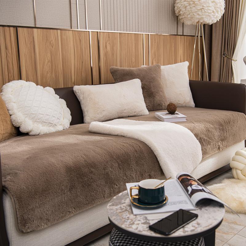 Зимняя толстая бархатная подушка для дивана с кроликом, супер мягкий шезлонг, чехол для дивана, полотенце, нескользящие чехлы для дивана, домашний декор