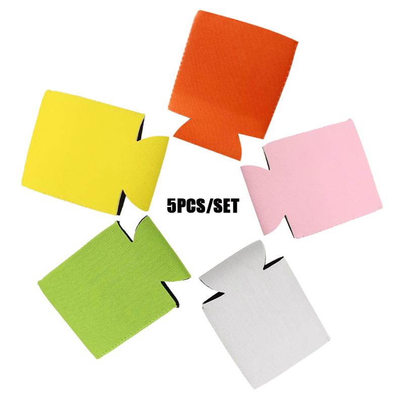5pcs Beer Sleeves Camping Can Cup Soda Cover Neoprene Drink Cooler Portable Bottle Outdoor Sleeve for Party Wedding Birthday
