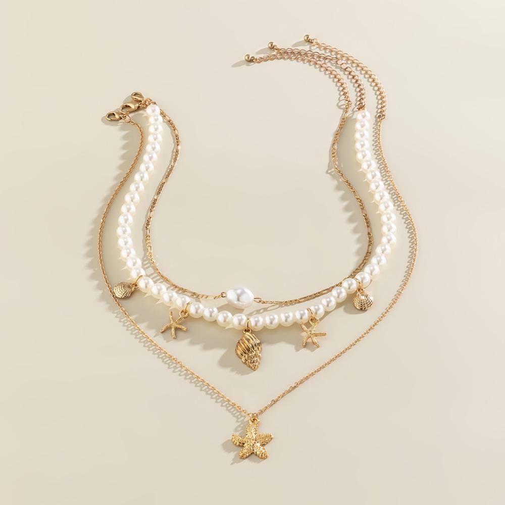 Ожерелье из искусственного жемчуга «Темперамент» Ожерелье из ракушек «Морская звезда» Новое пляжное ожерелье из бисера