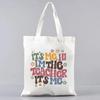 Cute Women Canvas Tote Bag Reusable Commuting Bags Gift for Teacher Trendy Ladies Shoulder Handbag Shopping Bag