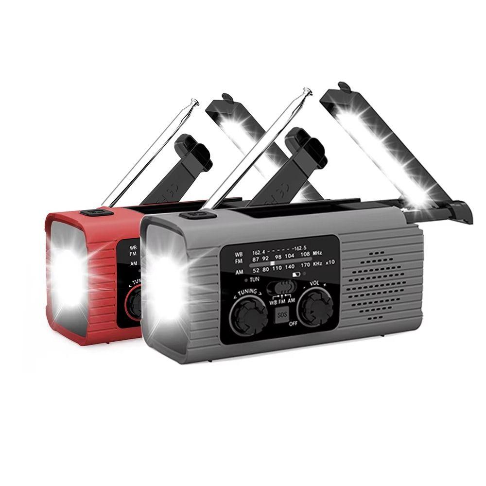 High Quality Solar Power Emergency Radio USB Charger SOS Alarm Hand-cranked Radio Plastic FM AM LED Flashlight Hiking