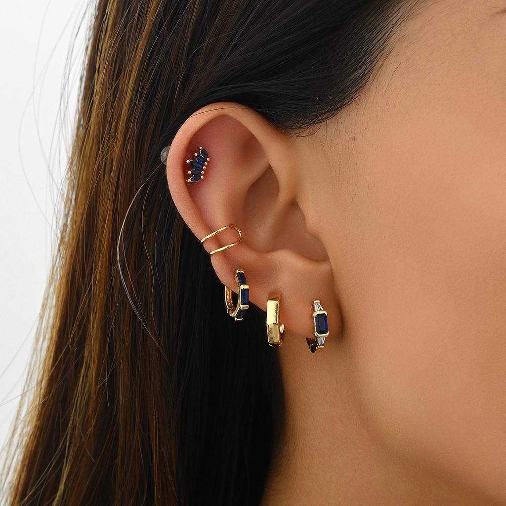 European and American fashion individuality simple geometric stud earrings ear clips earrings unisex double C cartilage earclips earrings