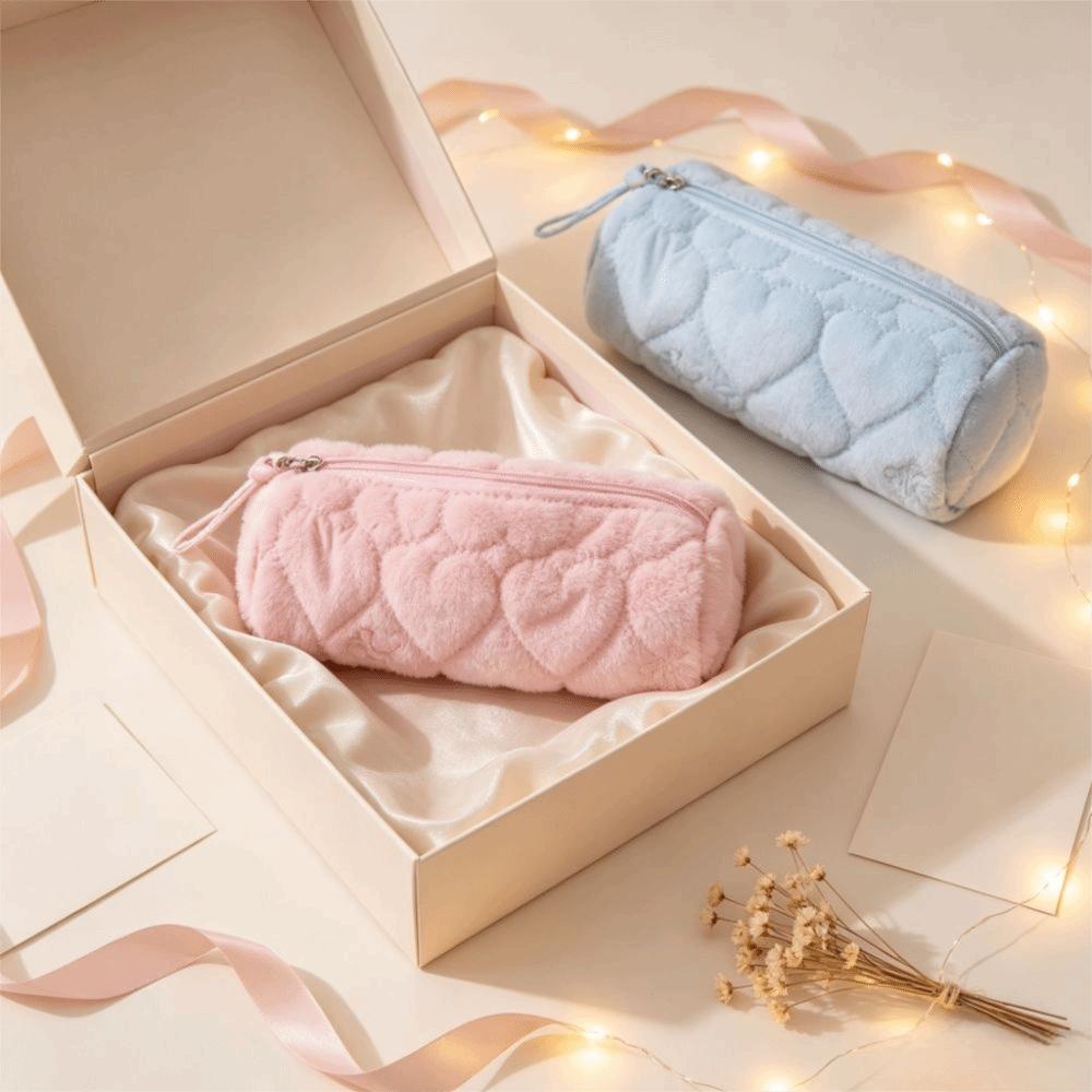 Quilted Pencil Case Soft Pen Pouch Cute Pen Bag Children