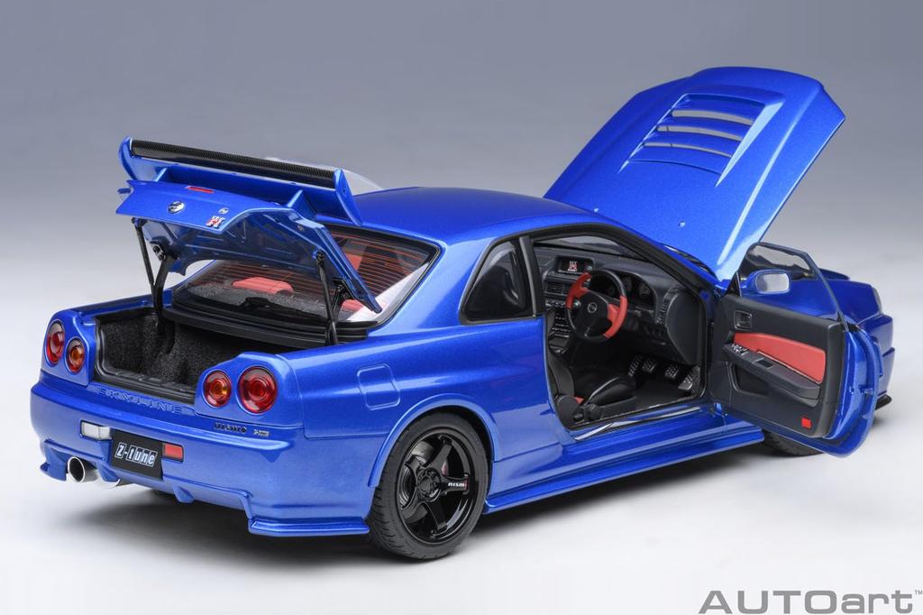AUTOart Nismo R34 Bayside Blue Finished Product 1/18 GT-R Z-tune