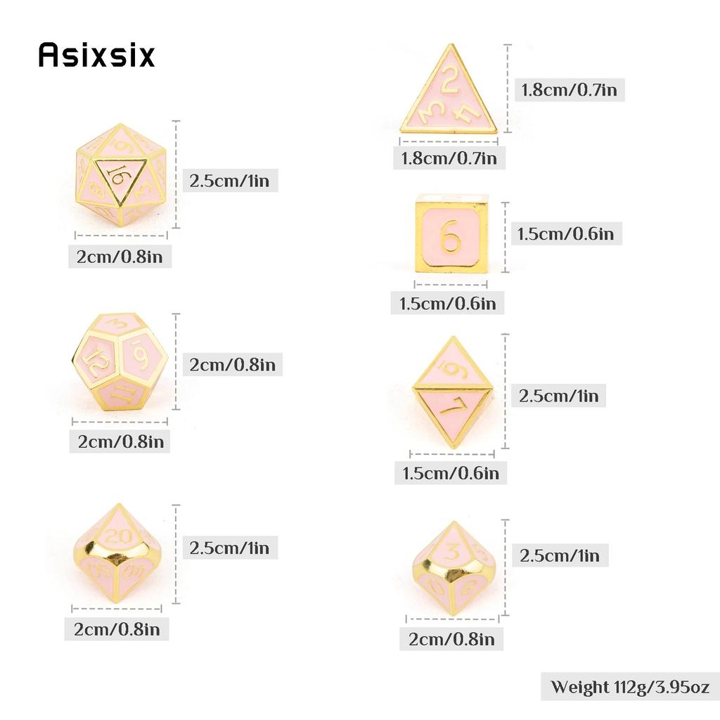 7 Pcs Golden Orange Standard Metal Dice Solid Metal Polyhedral Dice Set Suitable for Role-Playing RPG Board Game Card Game