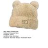 Women Knitted Hat Windproof Warm Solid Color Elastic Winter Hat Bear Ear Decor Cold Weather Plush Hat