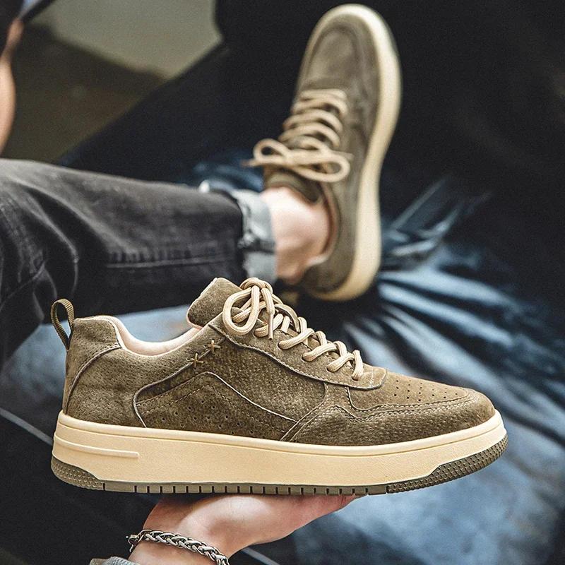 New Trend Casual Leather Shoes Breathable Mens Vulcanized Sneakers Tenis Luxury Trainers Comfy Man Walking Running Jogging Shoes