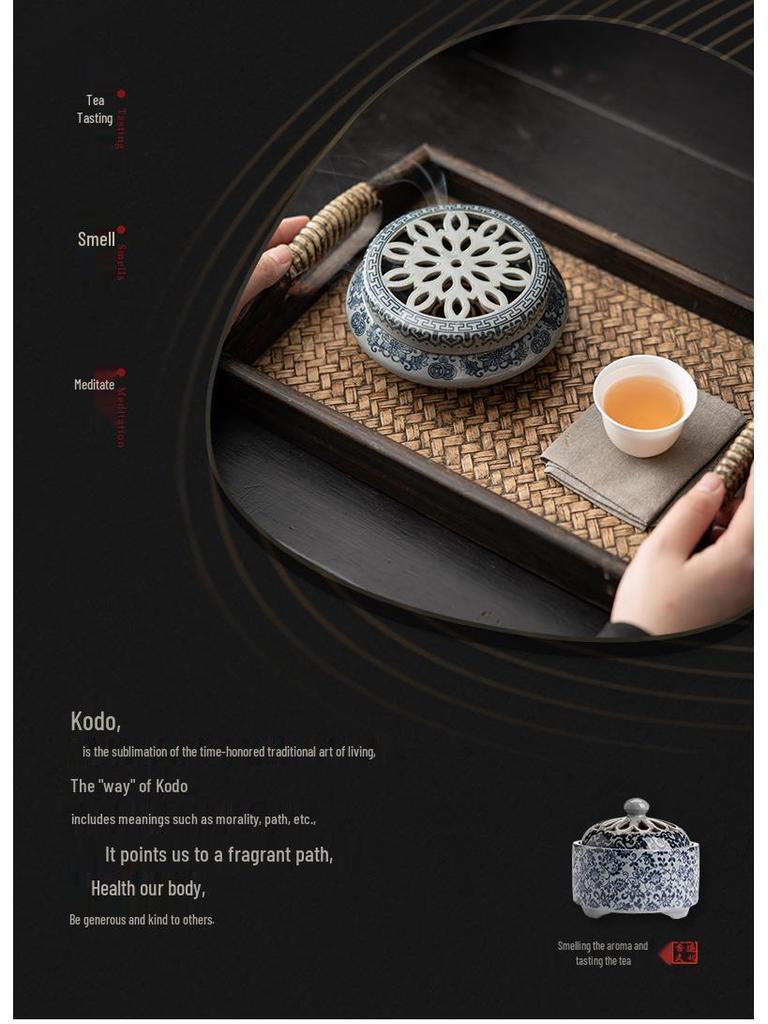 Blue & White Incense Burner: Aromatherapy Coil & Agarwood Fumigation, Indoor Sandalwood Burner, Creative Home Ornament.