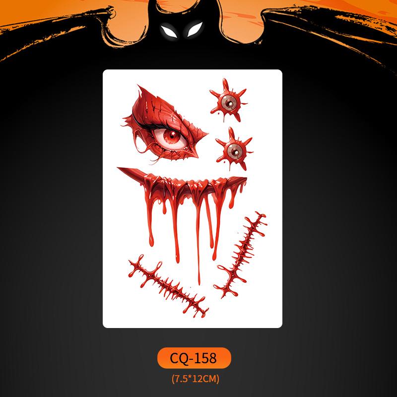 2024 Новые Хэллоуин Страшные Наклейки Татуировки Лица с Большим Ртом - Смешные, Водонепроницаемые, Цветной Вечерний Макияж