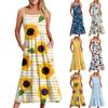 Women's Long Beach Casual Elegant Spaghetti Strap Maxi Dress Floral Low-key Flowing Bohemian Dress