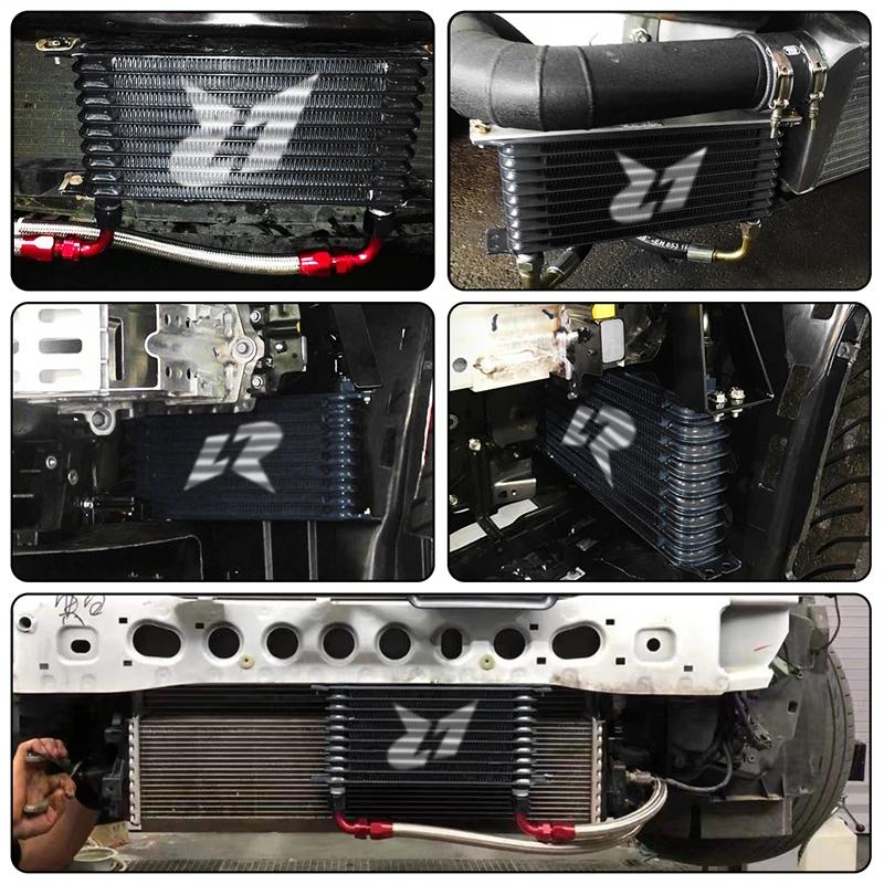 AN10 10Row Aluminum Oil cooler W/ 262mm Mounting Bracket Kit Trust Type 7/8"-14 UNF accessories for vehicles Black/Blue