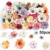 50/90Pcs Mini Random Artificial Silk Flower Heads For Home Room Decoration Fake Rose Peony DIY Wreath Mother's Day Wedding Decor
