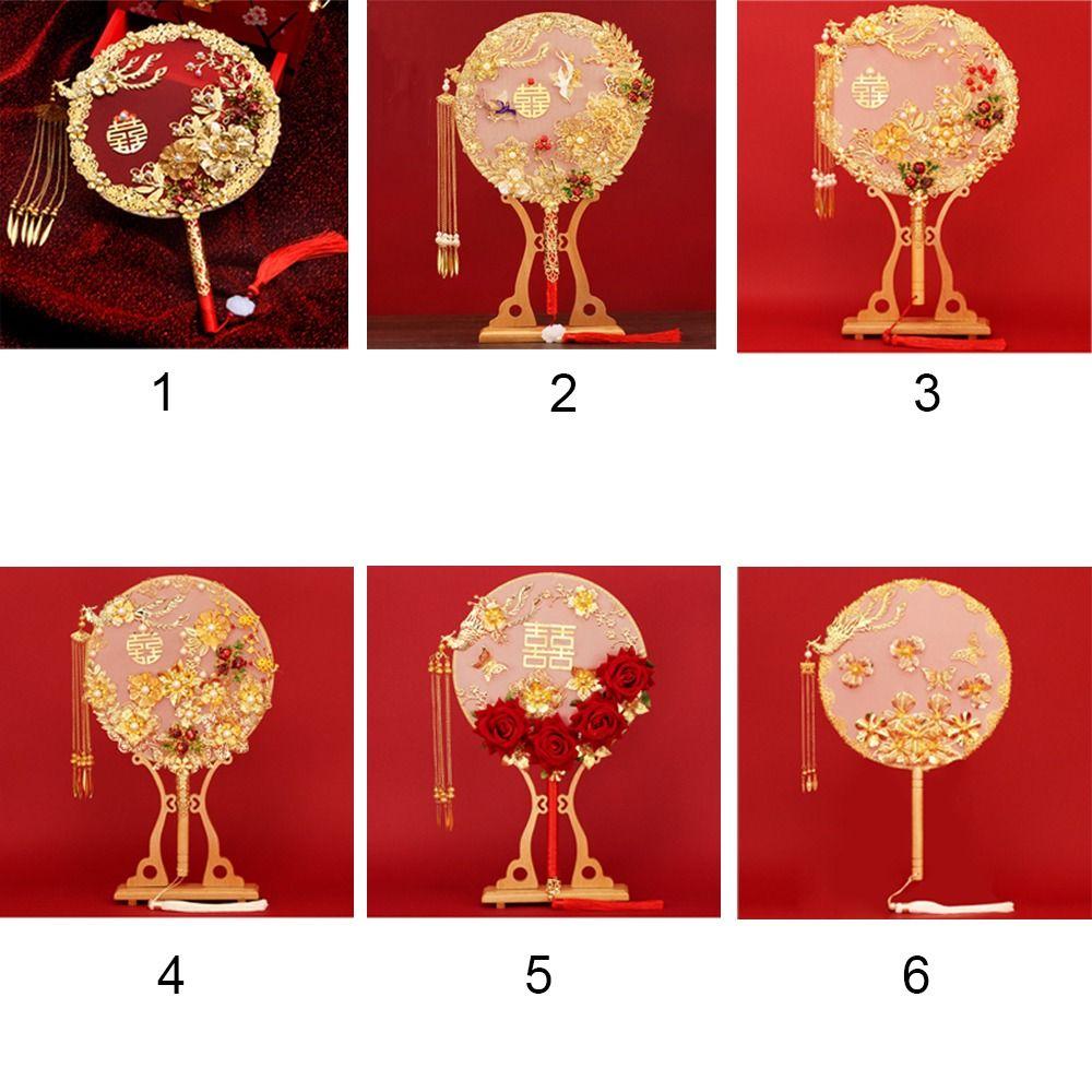 Decorative with Pendant Chinese Wedding Hand Bouquets Bridal Group Fan Chinese Fan Embroidery Fan