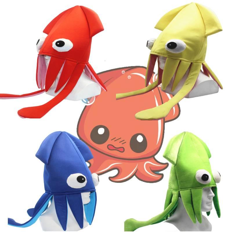 Шапка Кальмара из Бархата Jiaqi Настраиваемый Смешной Реквизит для Вечеринок для Выступлений и Косплея