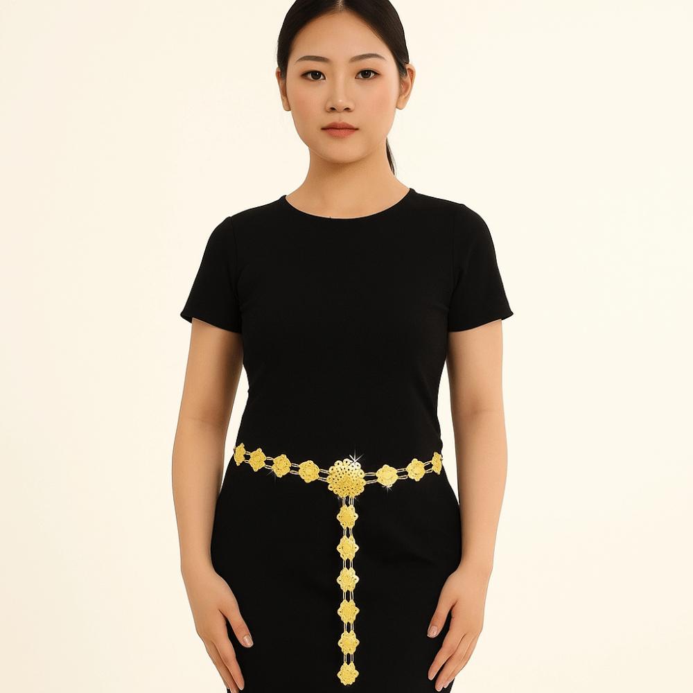 Bell Hollow Out Flower Necklace Jewelry Dance Dress Belt Chains Thai Belly Waist Chains  Gift