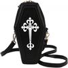 Women Heytea Ovelty Crucifix Coffin Crossbody Bag, PU Gothic Lolita Retro Kawaii Shoulder Bag for Casual, Prom (Black)