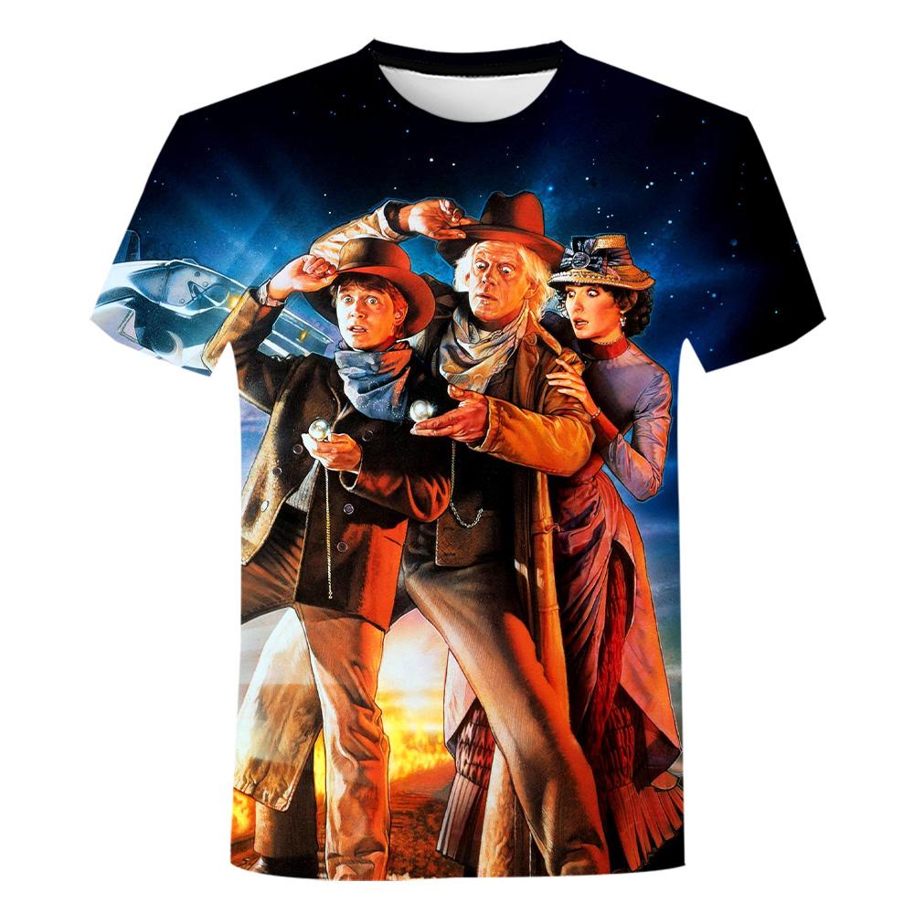 Футболки «Назад в будущее» с 3D принтом, детские футболки в стиле хип-хоп для мальчиков, новые модные повседневные футболки для мужчин и женщин, летняя мужская футболка