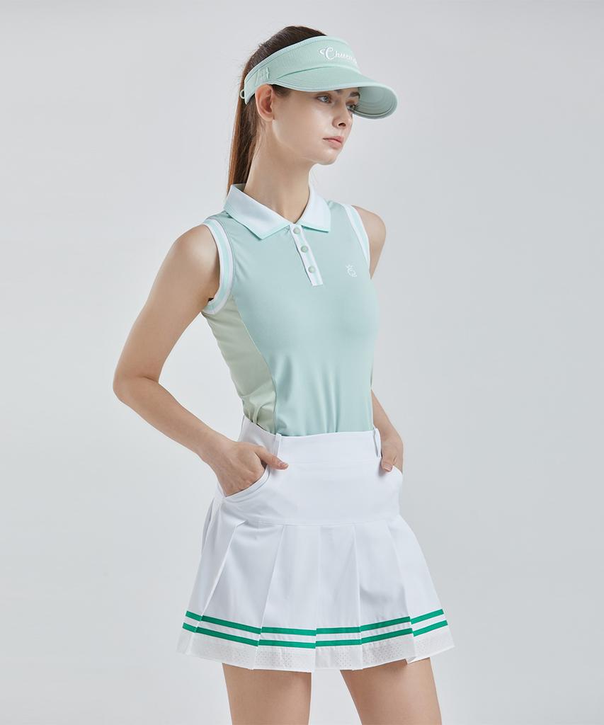 CHUCUCHU Air Punching Pleated Skirt (White) Cbfss-Sk002W
