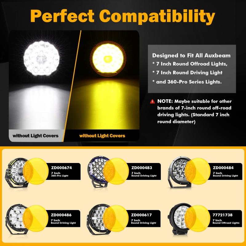 Auxbeam 7 Inch/9 Inch Round LED Driving Light Cover for Truck Pickup Offroad (Only Light Cover)