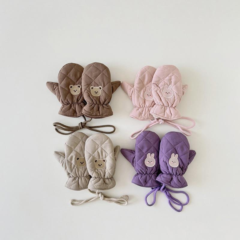 Fashion Baby Mittens Cute Floral Print Lace Winter Mittens for Girl Warm Plush Lined Thermal Toddler Kids Mittens