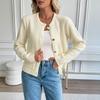 New Autumn and Winter Casual Korean-style Metal Button Cardigan Solid-color Sweater Jacket for Women