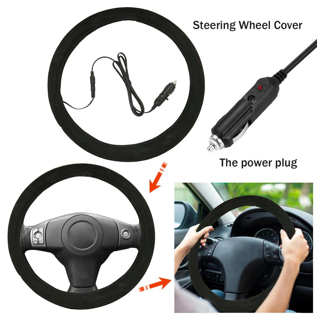 Rayhong Heated Non-Slip Universal Steering Wheel Cover - Quick Hand Warmer & Protector
