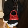 Niche Simple Bow Pleated Handbag Women's 2025 Summer New High-end Messenger Dumpling Bag