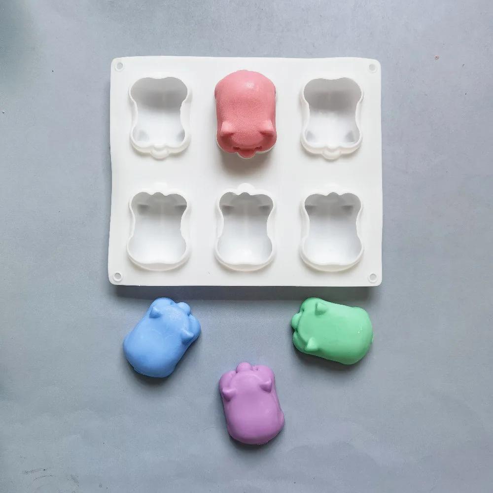 6 отверстий в форме поросенка, желе, силиконовые формы, поросенок, шоколад, поросенок, животные, свинья, ароматизированные свечи, формы, мультяшная смола, декор для детской комнаты