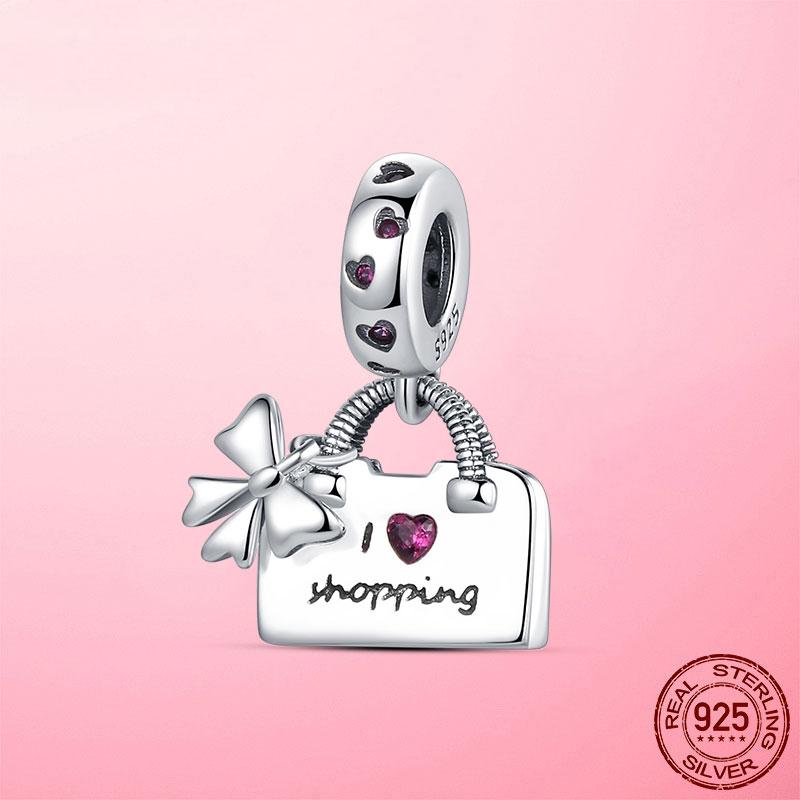 Новые туфли на высоком каблуке с красной эмалью 925 пробы, подвески-подвески, подходят для браслета, ожерелья, оригинальное изготовление ювелирных изделий