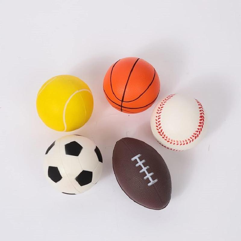 5Pcs Mini Soft Football Basketball Baseball Tennis Rugby Toy Foam Rubber Squeeze Ball Anti Stress Toy Balls Soccer Hand Exercise