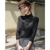 Dme Warm Ginger Fleece Autumn New Slim Fit Thin Half Turtleneck Long Sleeve Women's Base Shirt